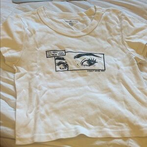 Brandy Melville White Graphic Crop Top